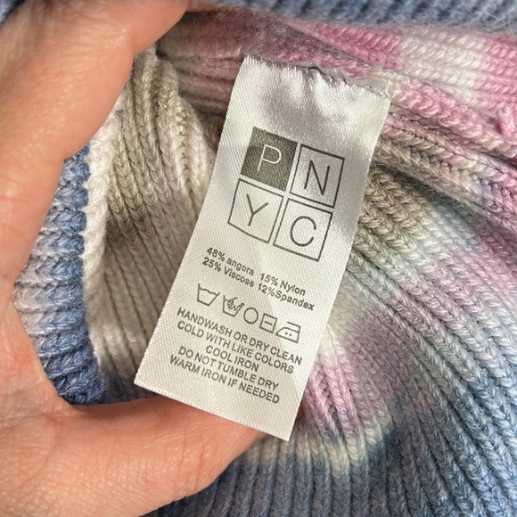 PNYC angora removable Pom Pom tie dye beanie - Picture 5 of 6